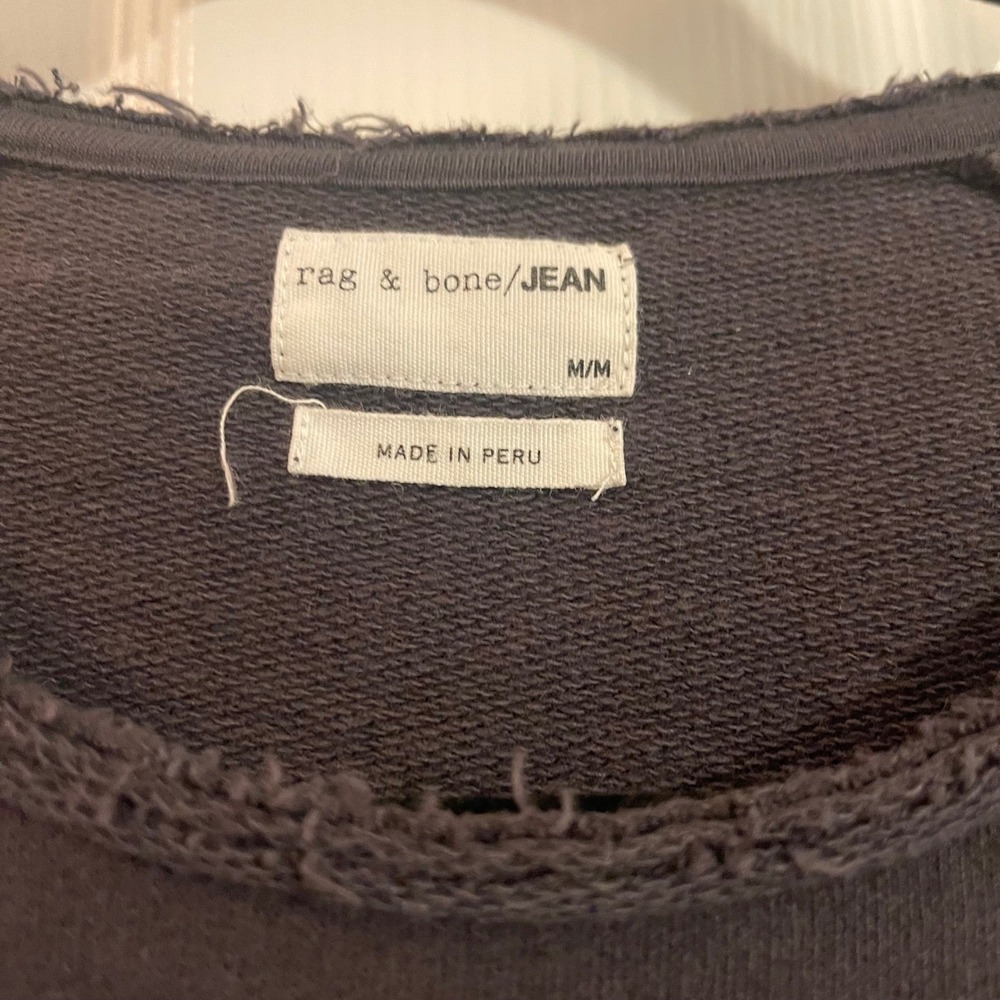 Rag & Bone Cold Shoulder Long Sleeve Top Distressed Raw Edge Gray Medium - Picture 2 of 6
